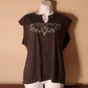 Corona VTG large sleeveless cut neck gray shirt